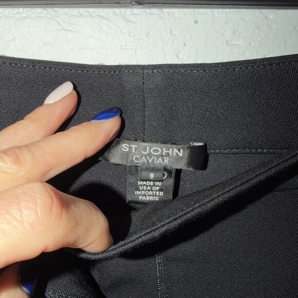 St John Caviar Pants Women's 8 High Rise Wide Leg Career Trousers Designer - Picture 5 of 5